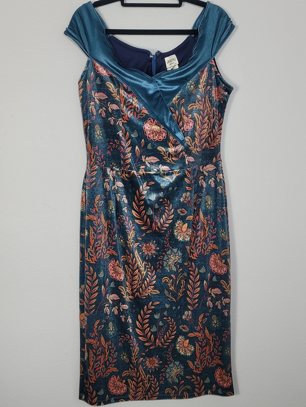 NWT Averie Halley Off Shoulder Floral Velvet Dress Size XXL